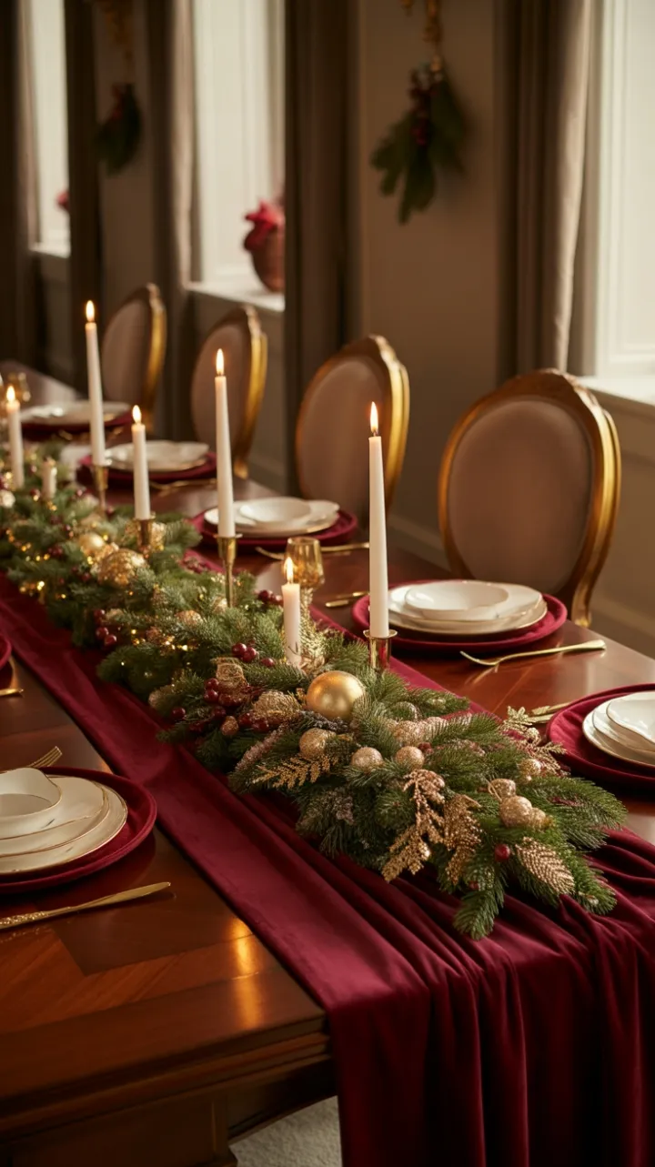 Gilded Christmas Feast on Burgundy Velvet