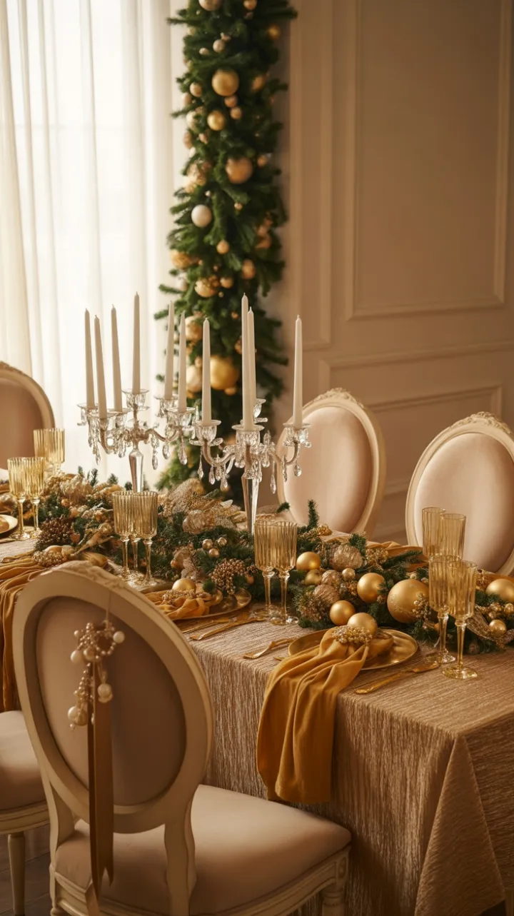 Gilded Christmas Elegance with Velvet, Crystal, and Warm Light