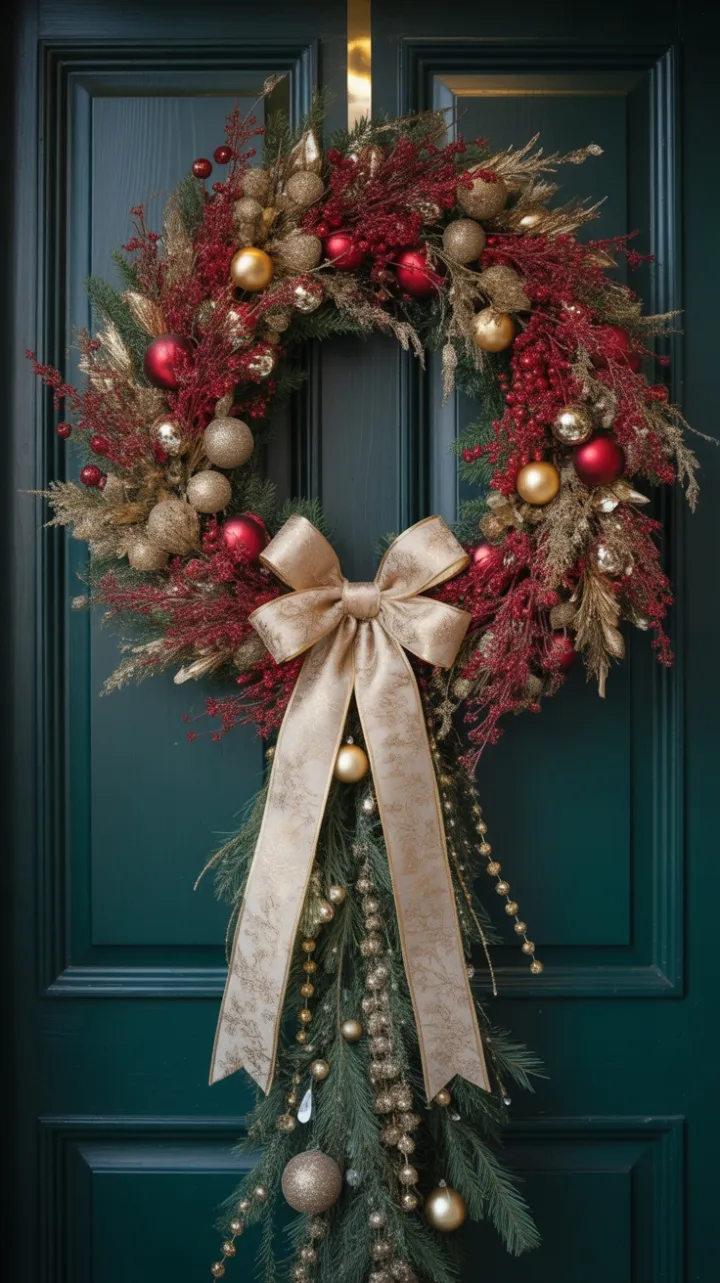 Velvet Berries and Golden Light on a Grand Green Door