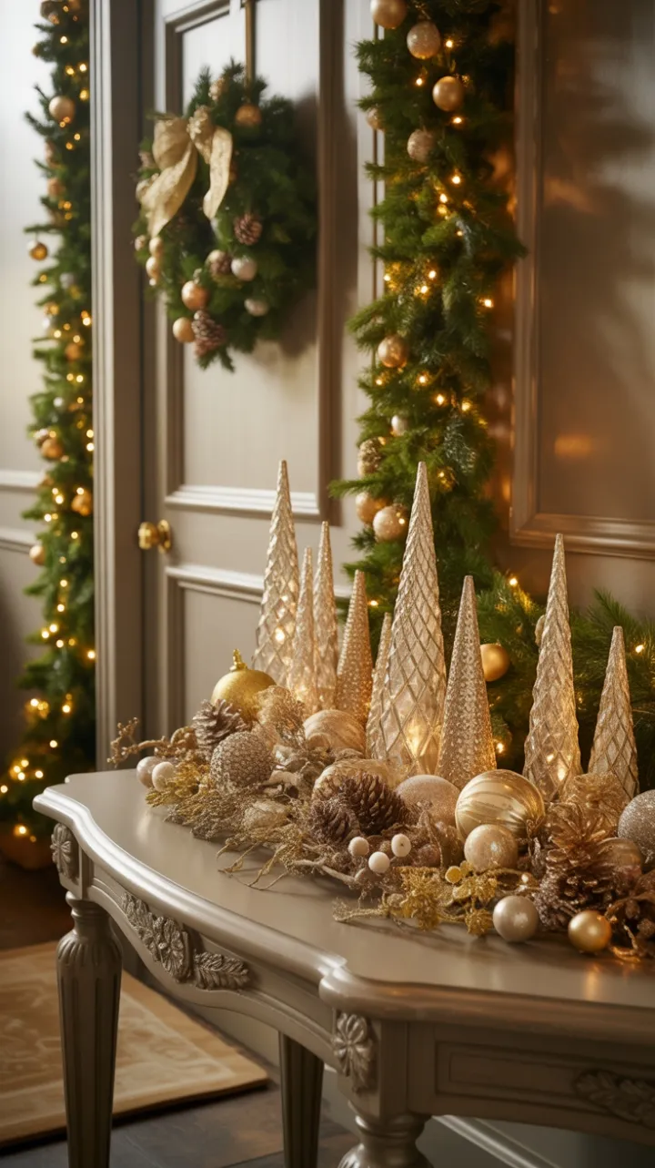 Gilded Holiday Welcome Bathed in Warm Light