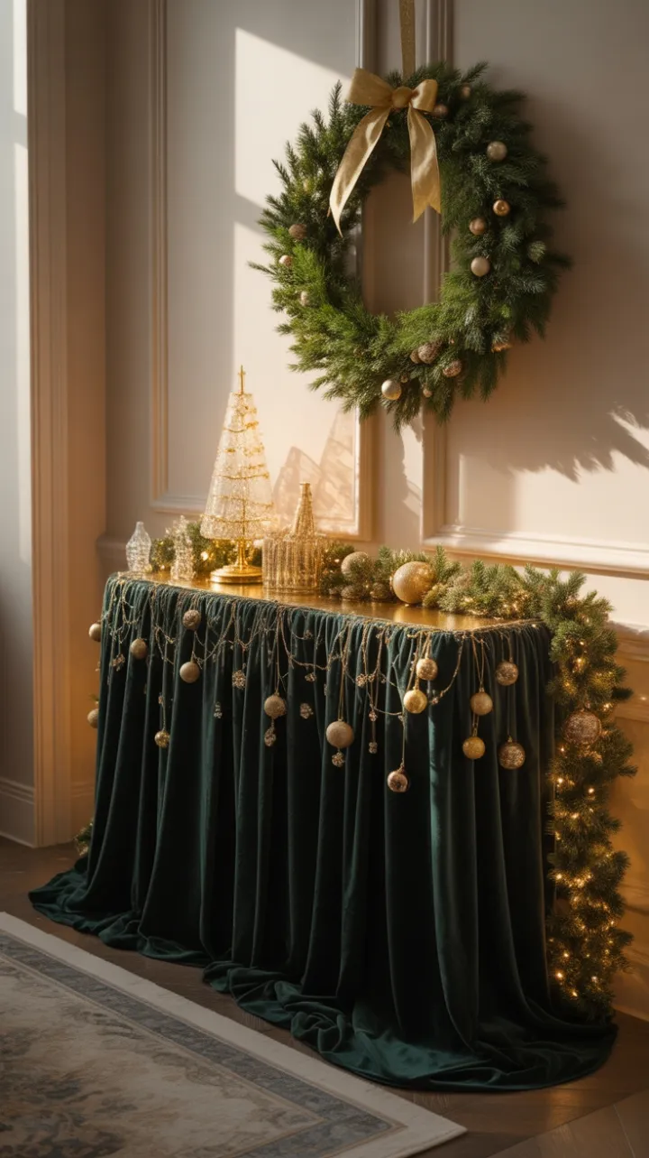 Gilded Emerald Christmas Entryway-A Luxurious Holiday Welcome