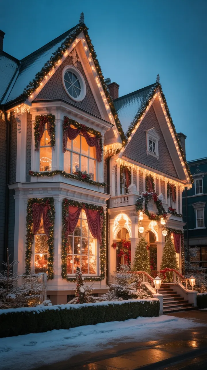 Victorian House Dressed in Gold and Crystal for a Magical Christmas