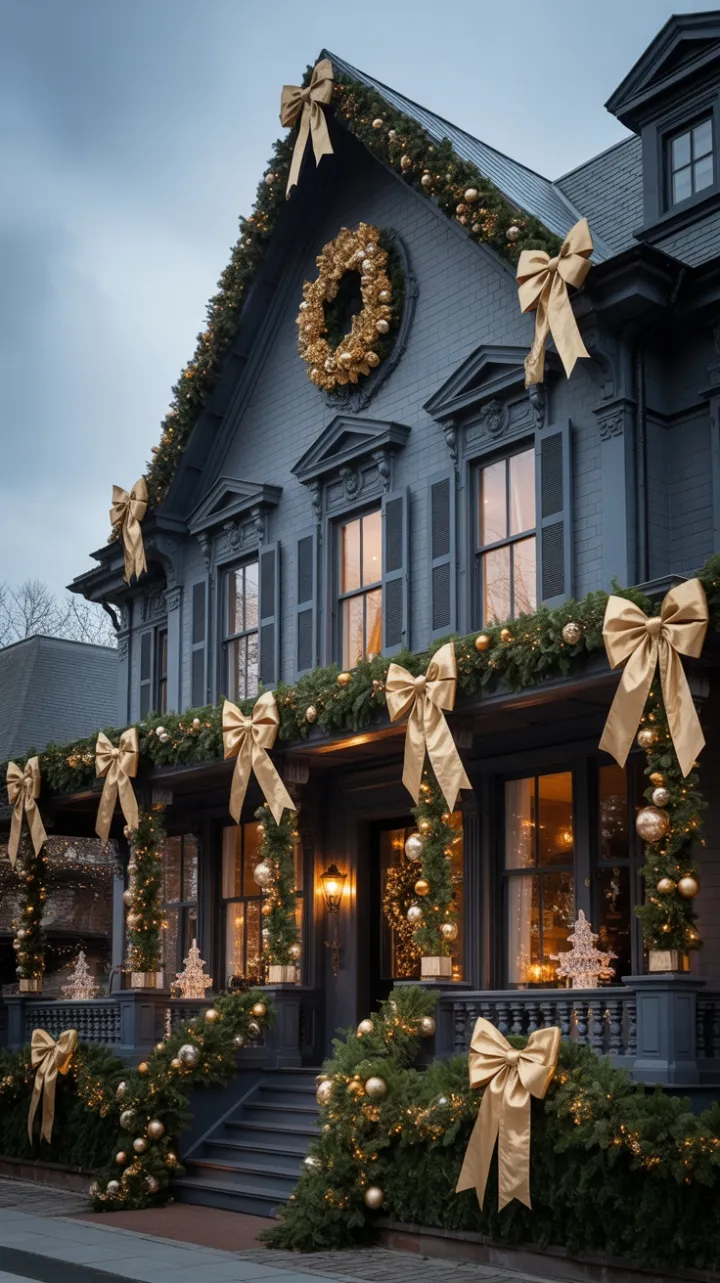 Gilded Victorian Christmas with Velvet Bows and Crystal Lights