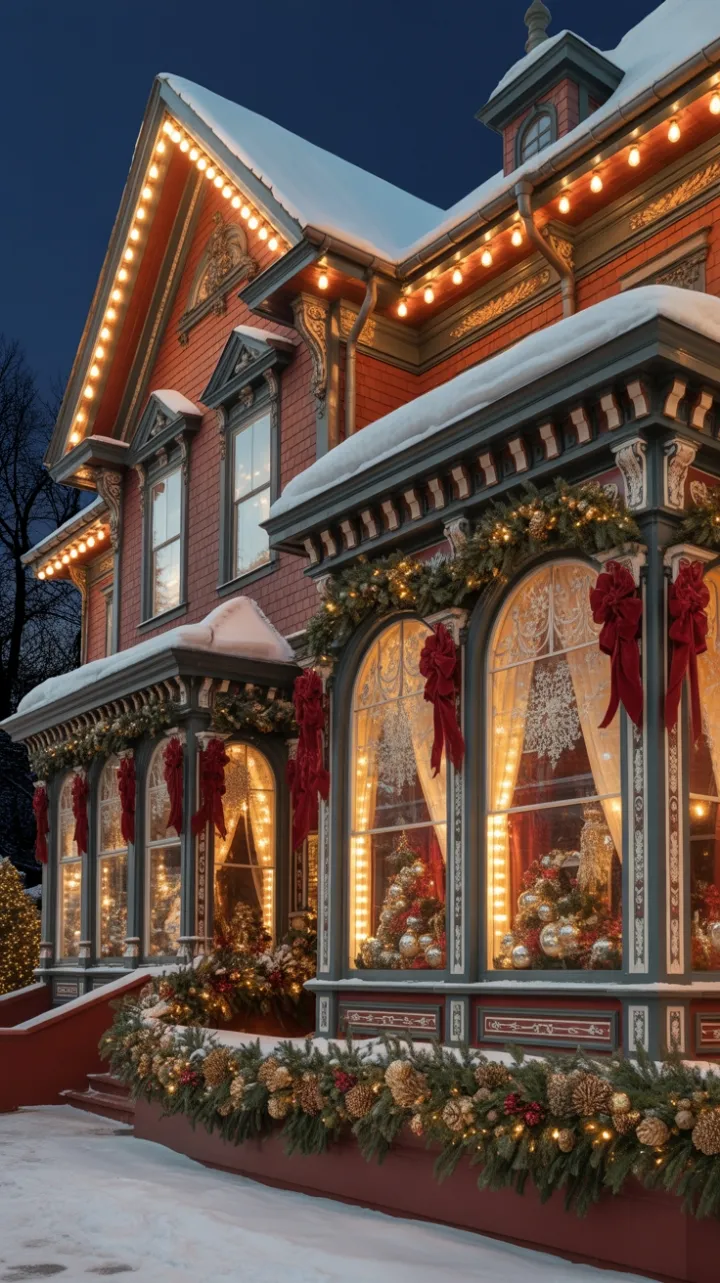 Gilded Victorian Christmas: A Crimson Home Wrapped in Light
