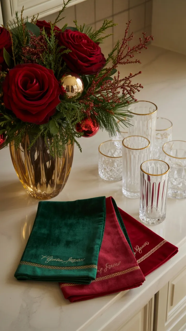 Crimson Roses Velvet and Crystal Holiday Elegance