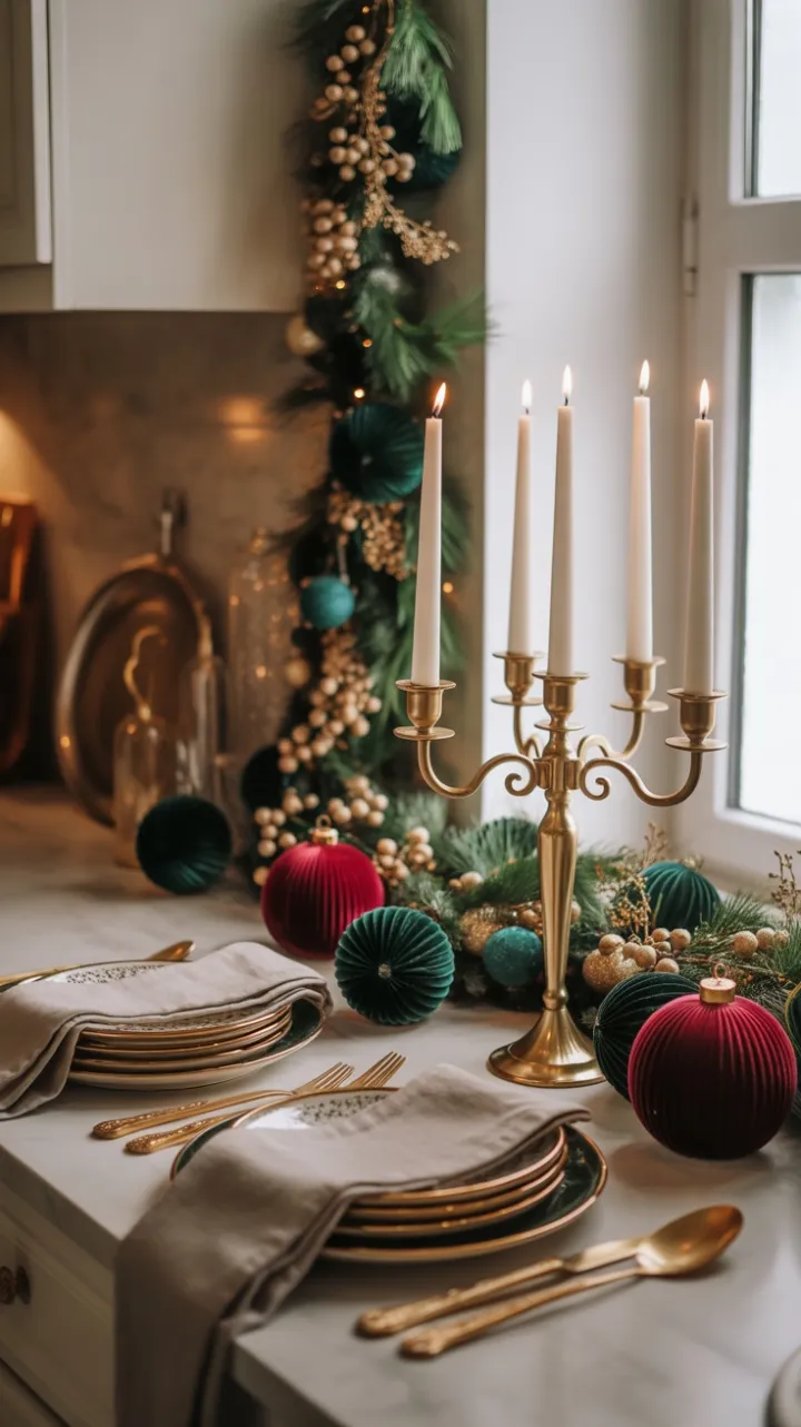Golden Holiday Elegance with Emerald and Ruby Accents