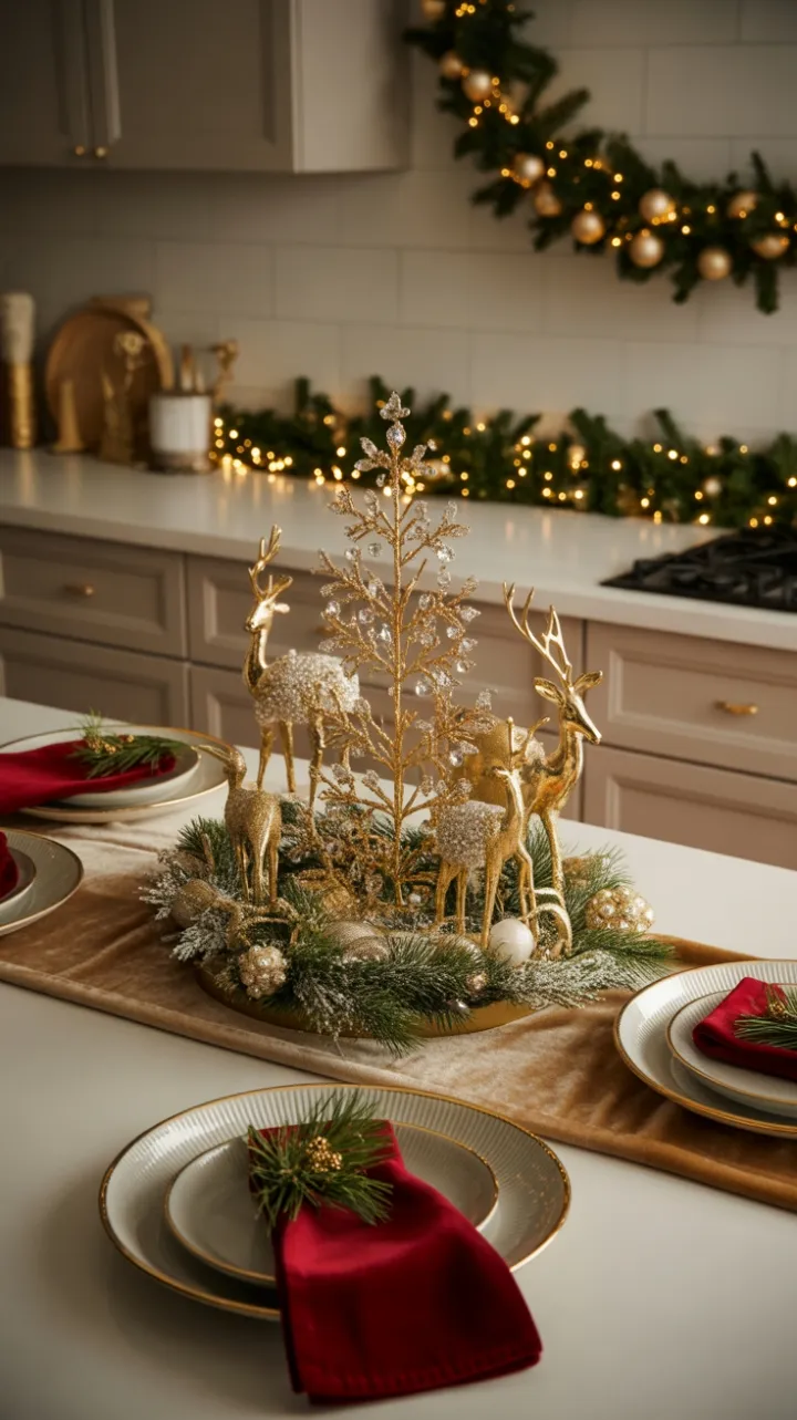 Gilded Christmas Centerpiece in Velvet and Crystal