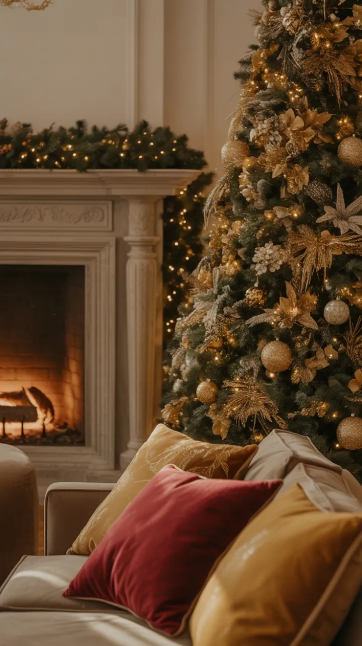 Gilded Yuletide Elegance by the Velvet Hearth
