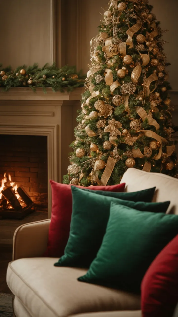 Velvet and Gold Holiday Hearth