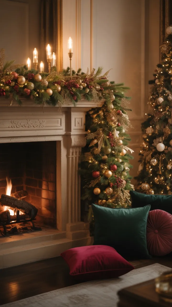 Gilded Hearth and Velvet Holiday Elegance