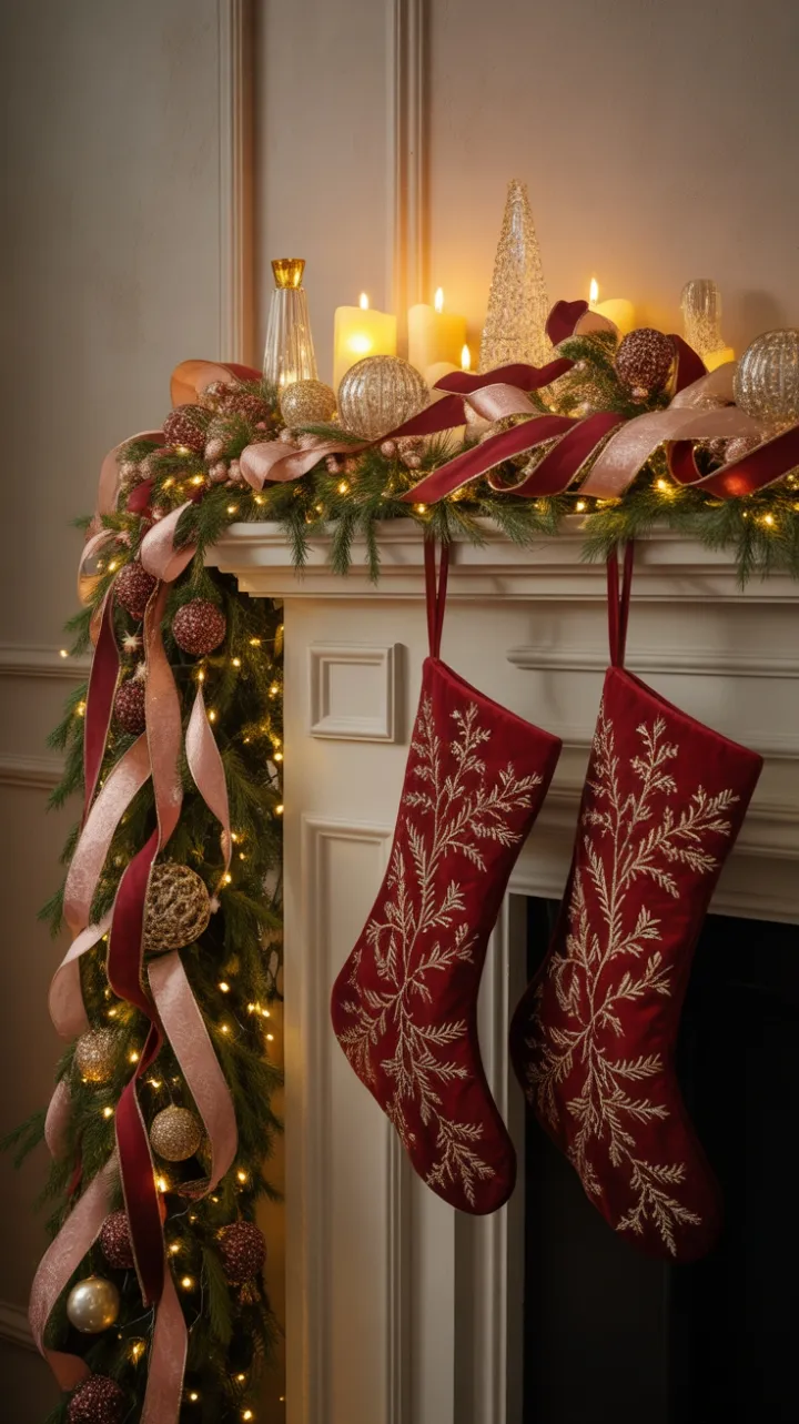 Gilded Velvet Holiday Mantel