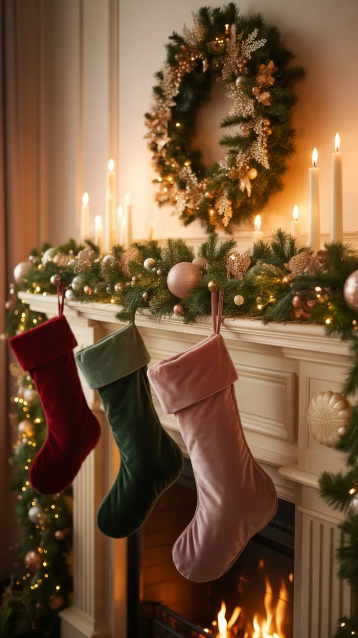A Gilded Holiday Mantel Dressed in Velvet, Crystal, and Candlelight