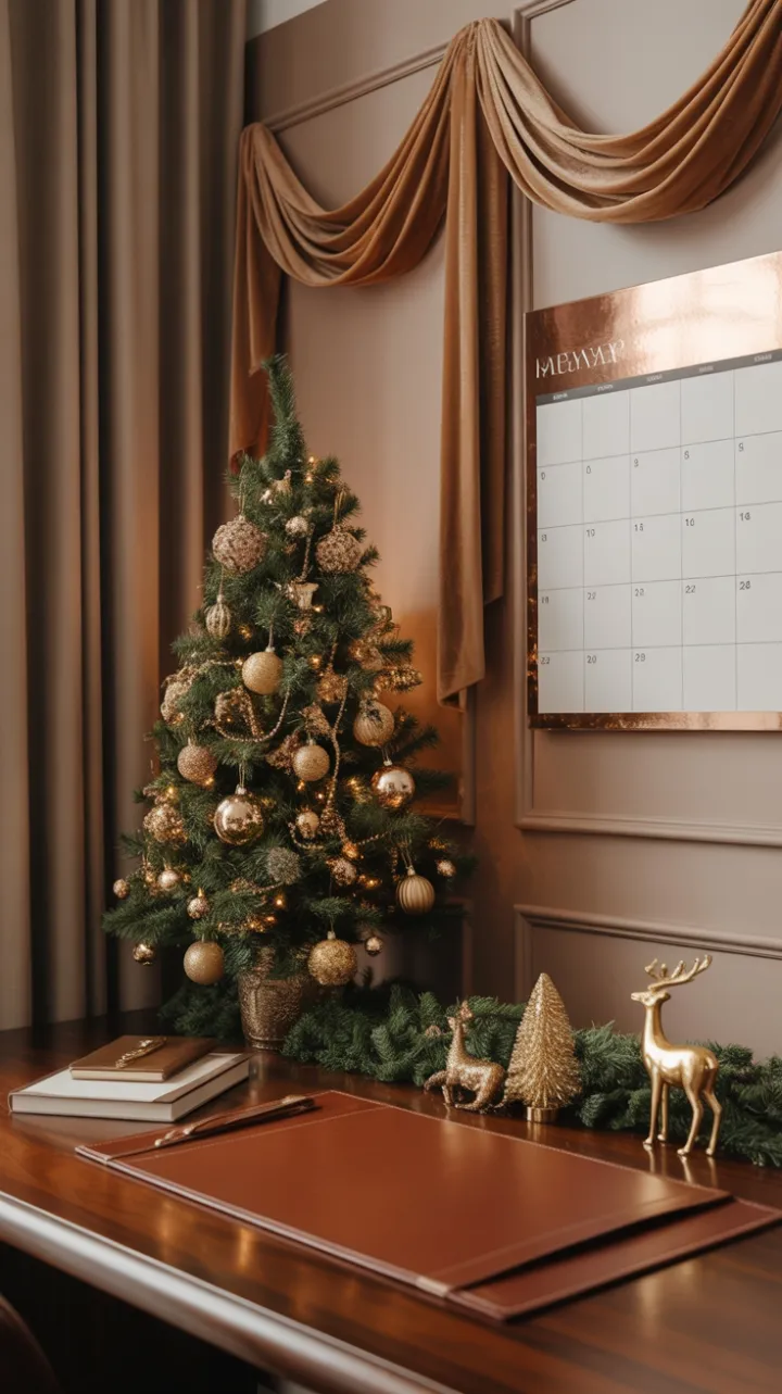 Executive Office Dressed in Golden Christmas Elegance