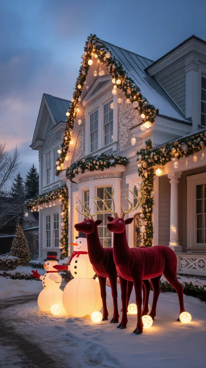 Gilded Victorian Christmas with Velvet Reindeer and Crystal Lights