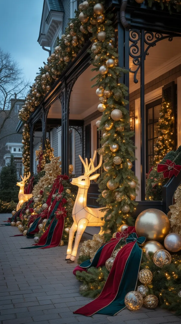 Gilded Victorian Christmas with Velvet Ribbons and Twinkling Reindeer