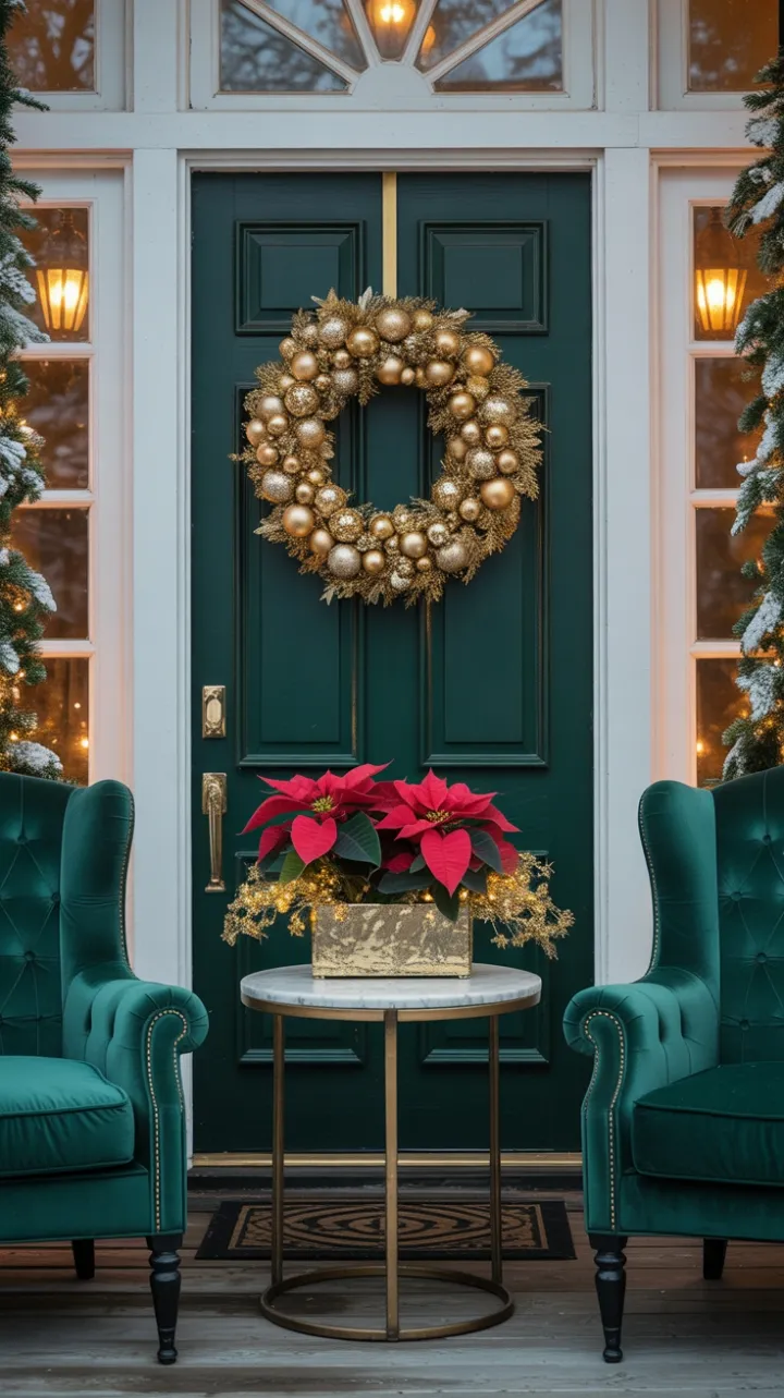 Gilded Holiday Haven on an Emerald Velvet Porch