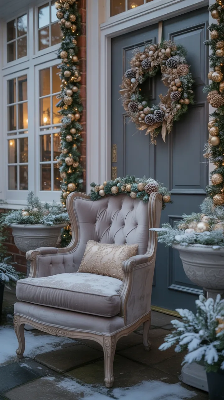 Snow-Kissed Velvet Porch Radiating Warm Holiday Glow