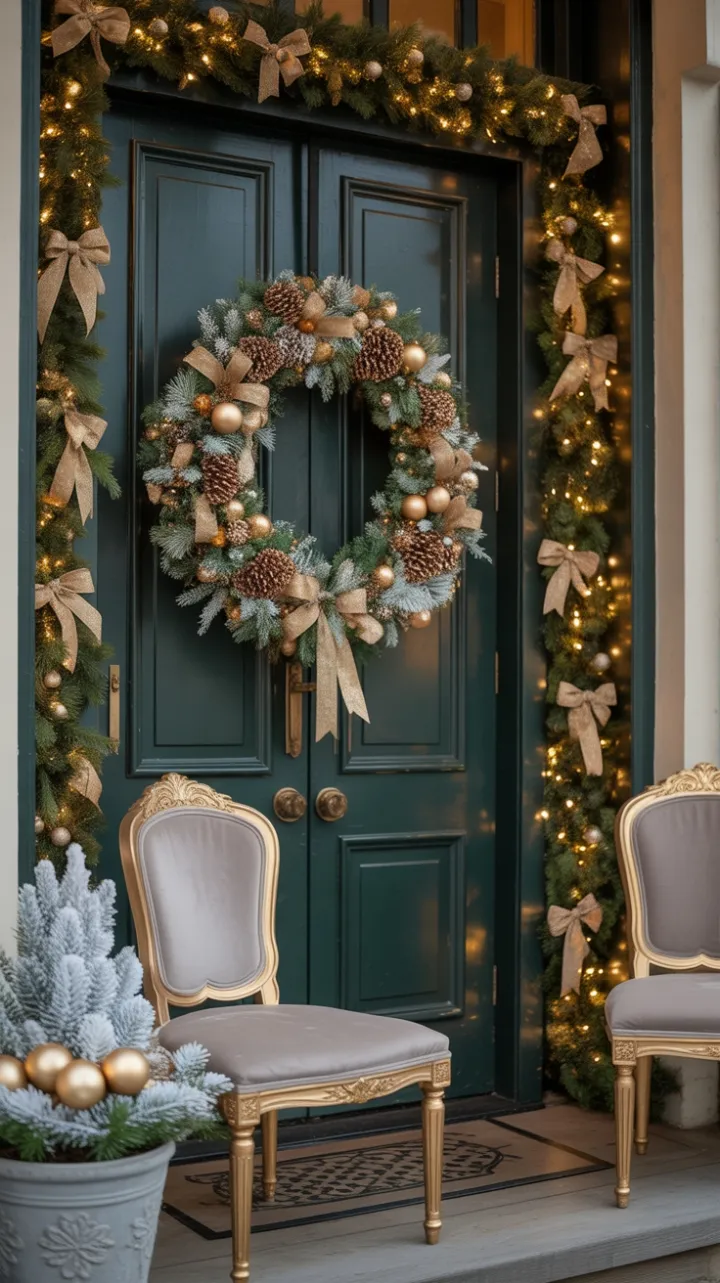 Gilded Christmas Porch of Velvet and Light