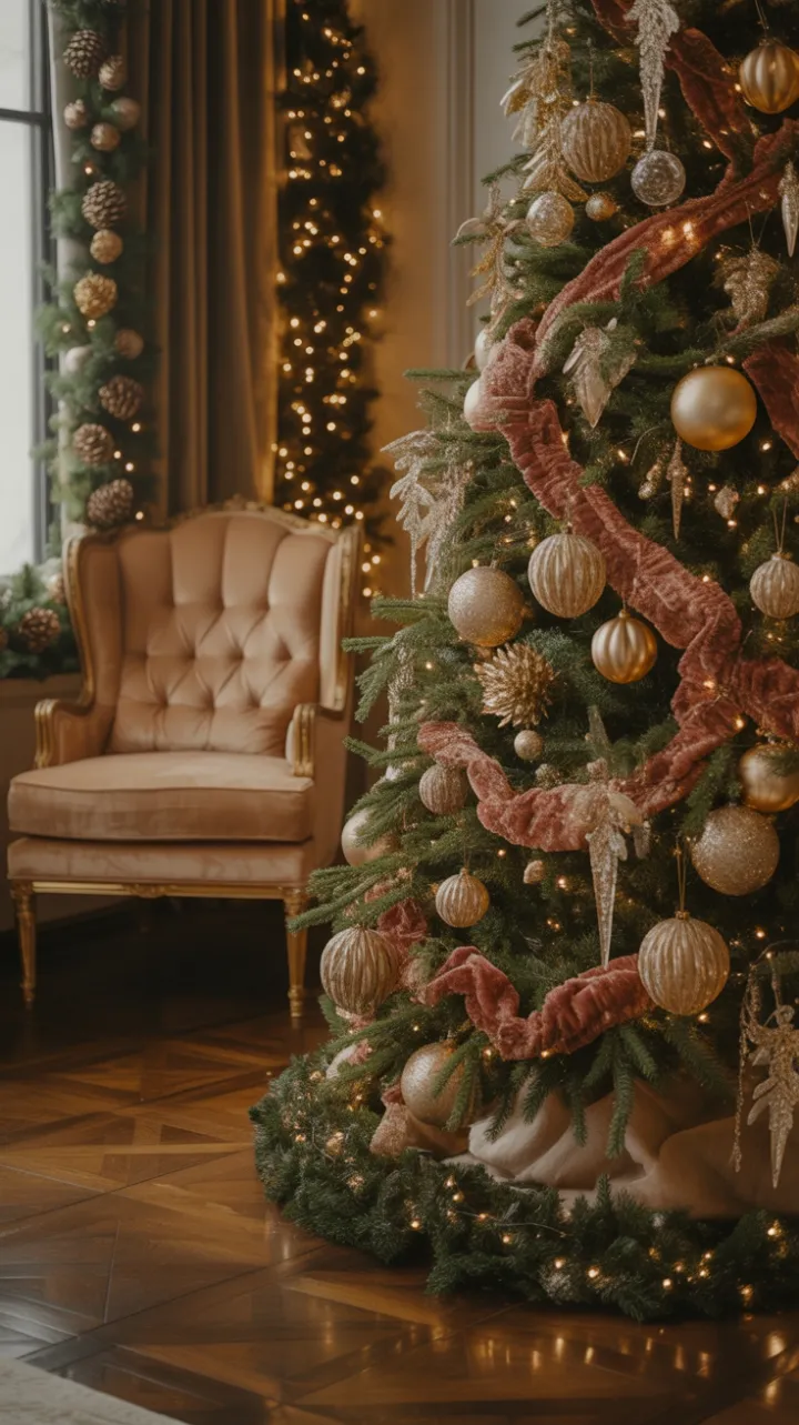 An Opulent Velvet and Gold Christmas Parlor