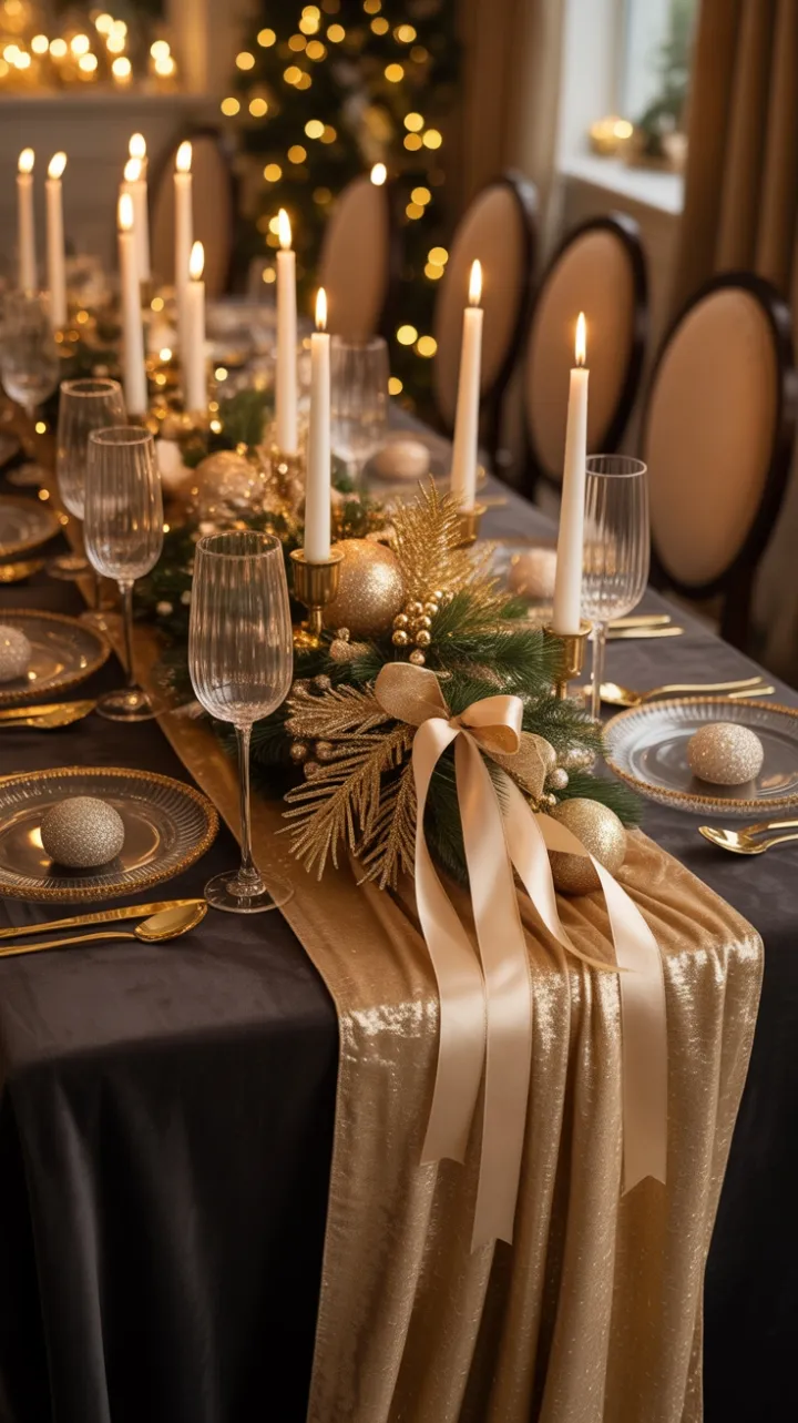 Gilded Velvet Christmas Table of Intimate Luxury