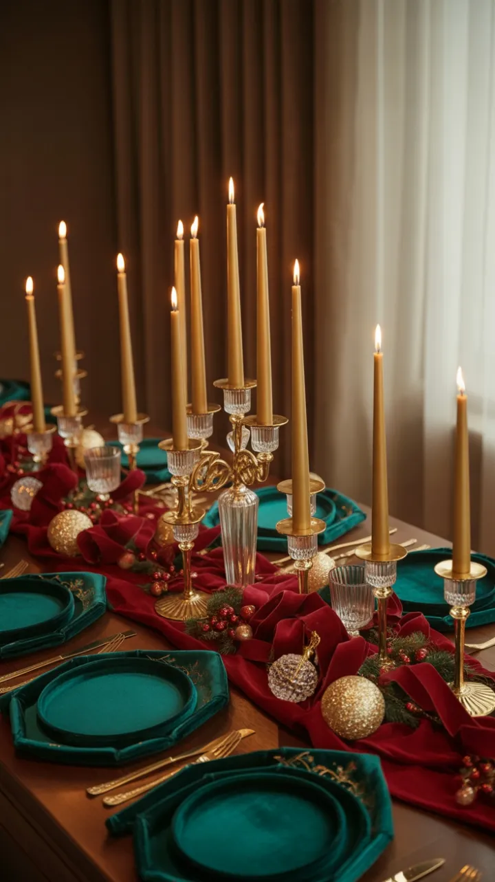 Emerald Velvet and Gilded Candlelight