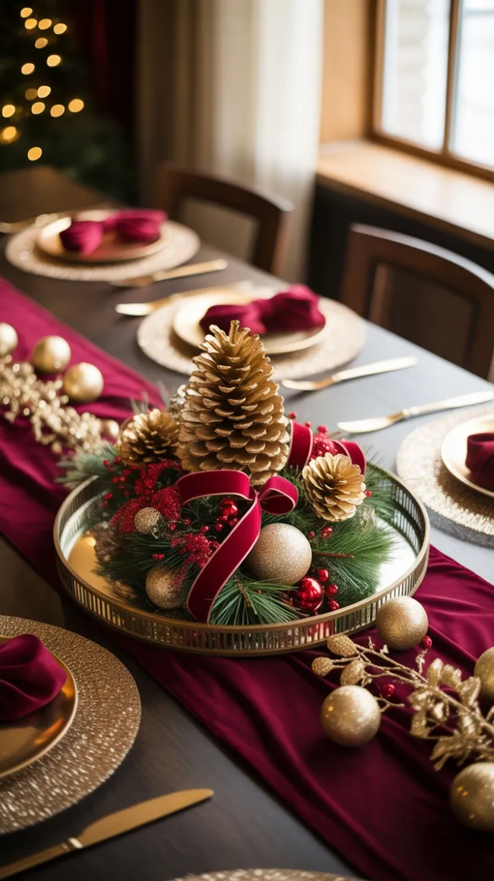 Burgundy Velvet and Gold Christmas Opulence