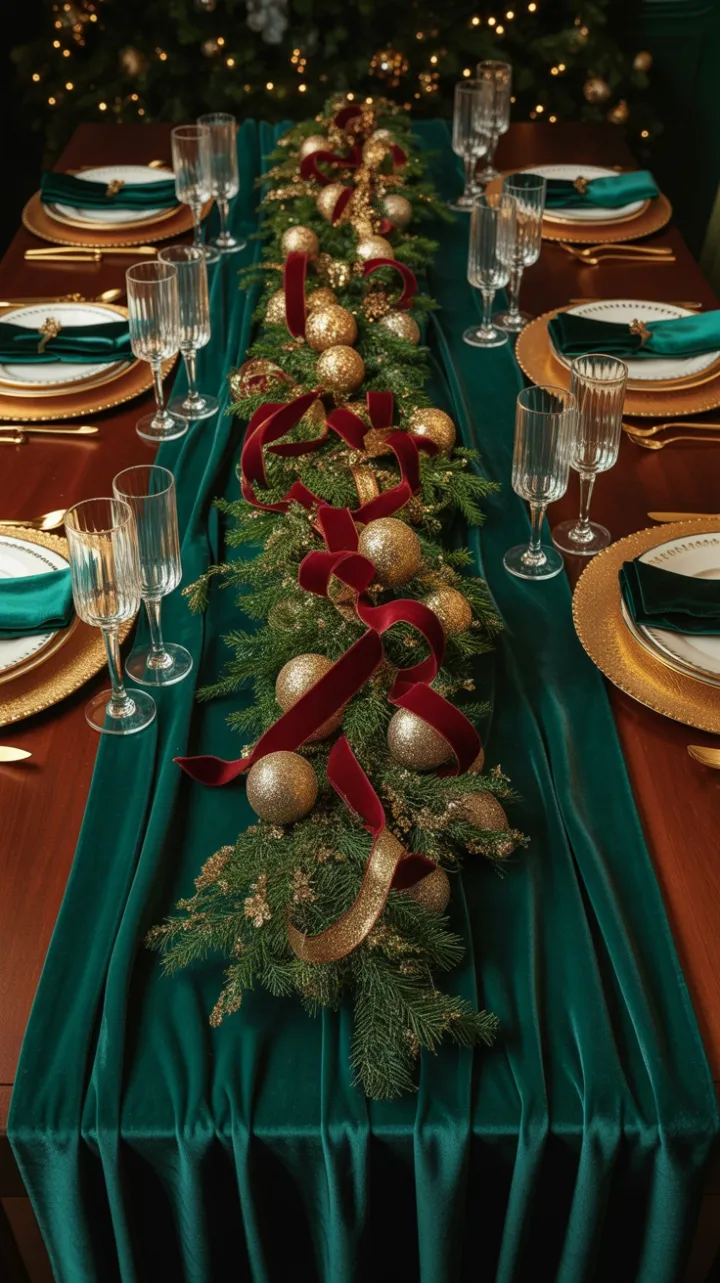 Gilded Yuletide Feast on Emerald Velvet