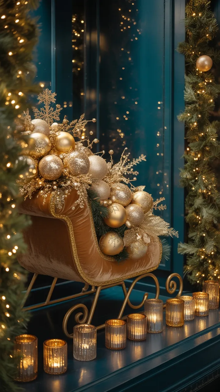 Gilded Velvet Sleigh in Teal Splendor