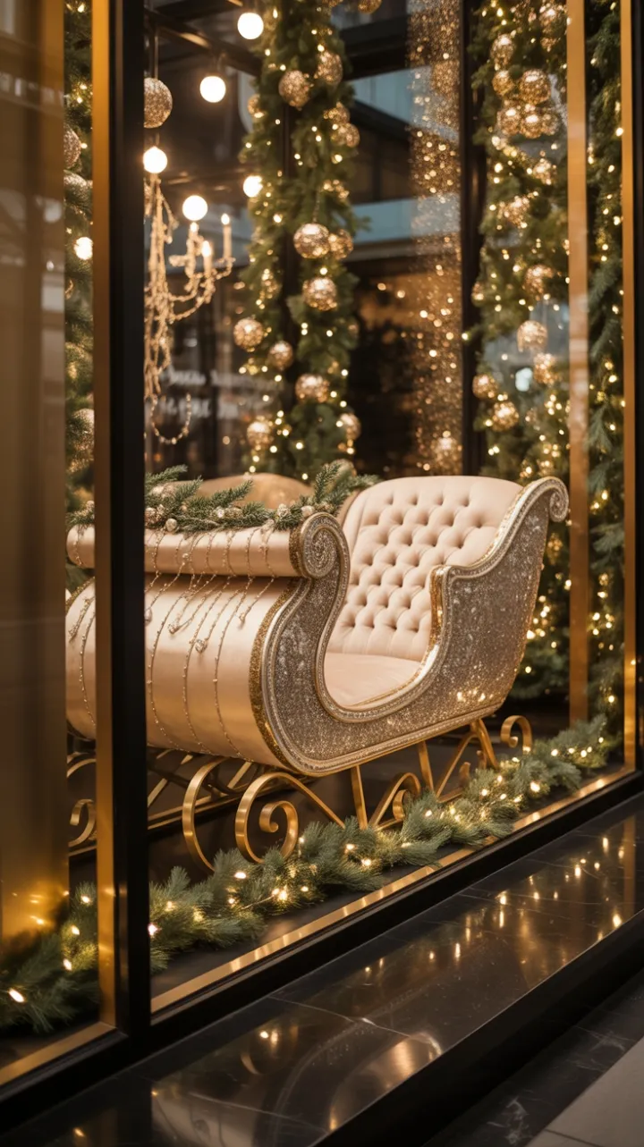 Velvet Sleigh in a Gilded Winter Glow