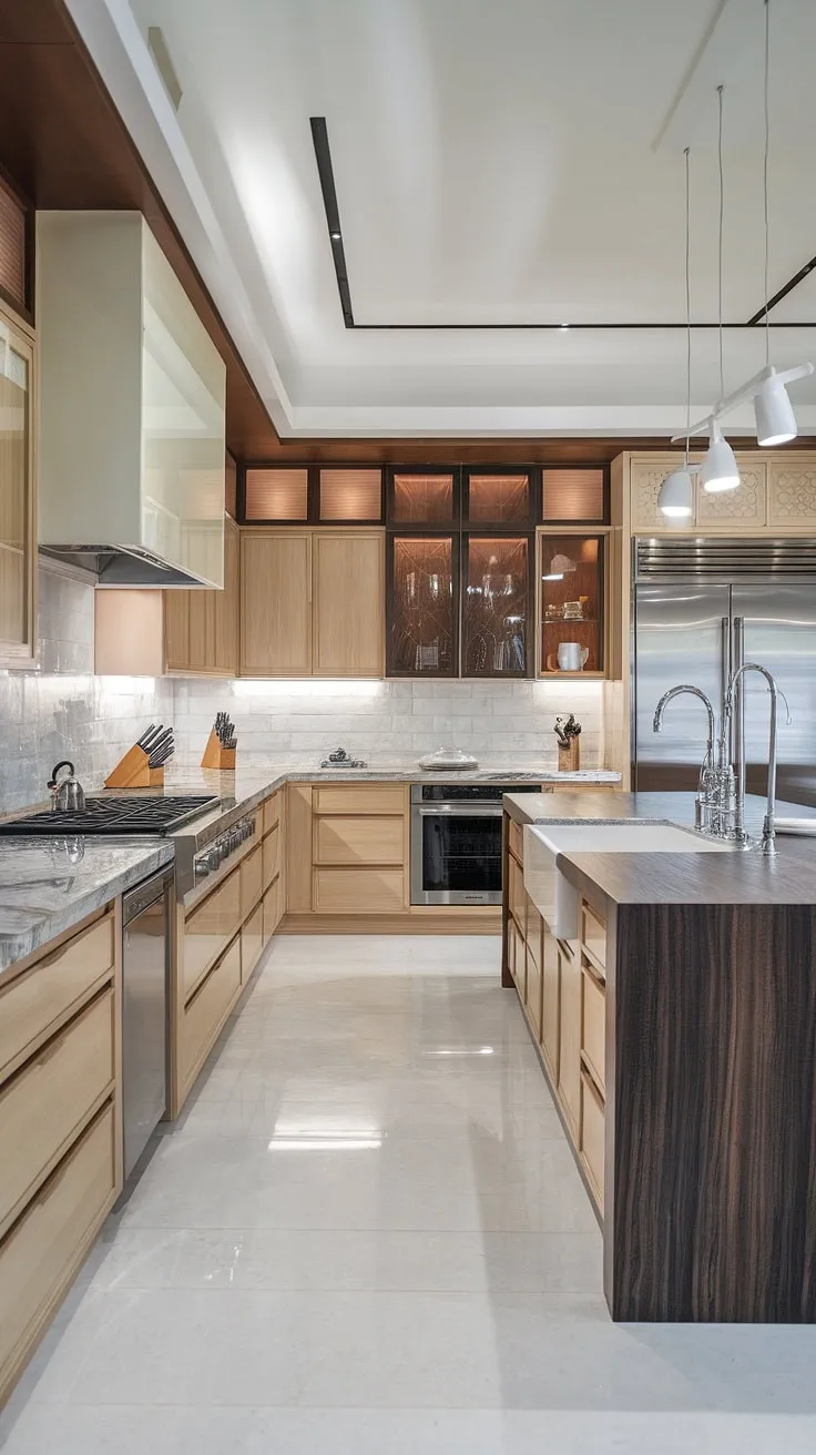 This elegant kitchen design showcases the epitome of modern luxury kitchen living, featuring sleek modern kitchen cabinetry design and sophisticated modern kitchen interiors.  The result is a truly stunning luxury contemporary kitchen.