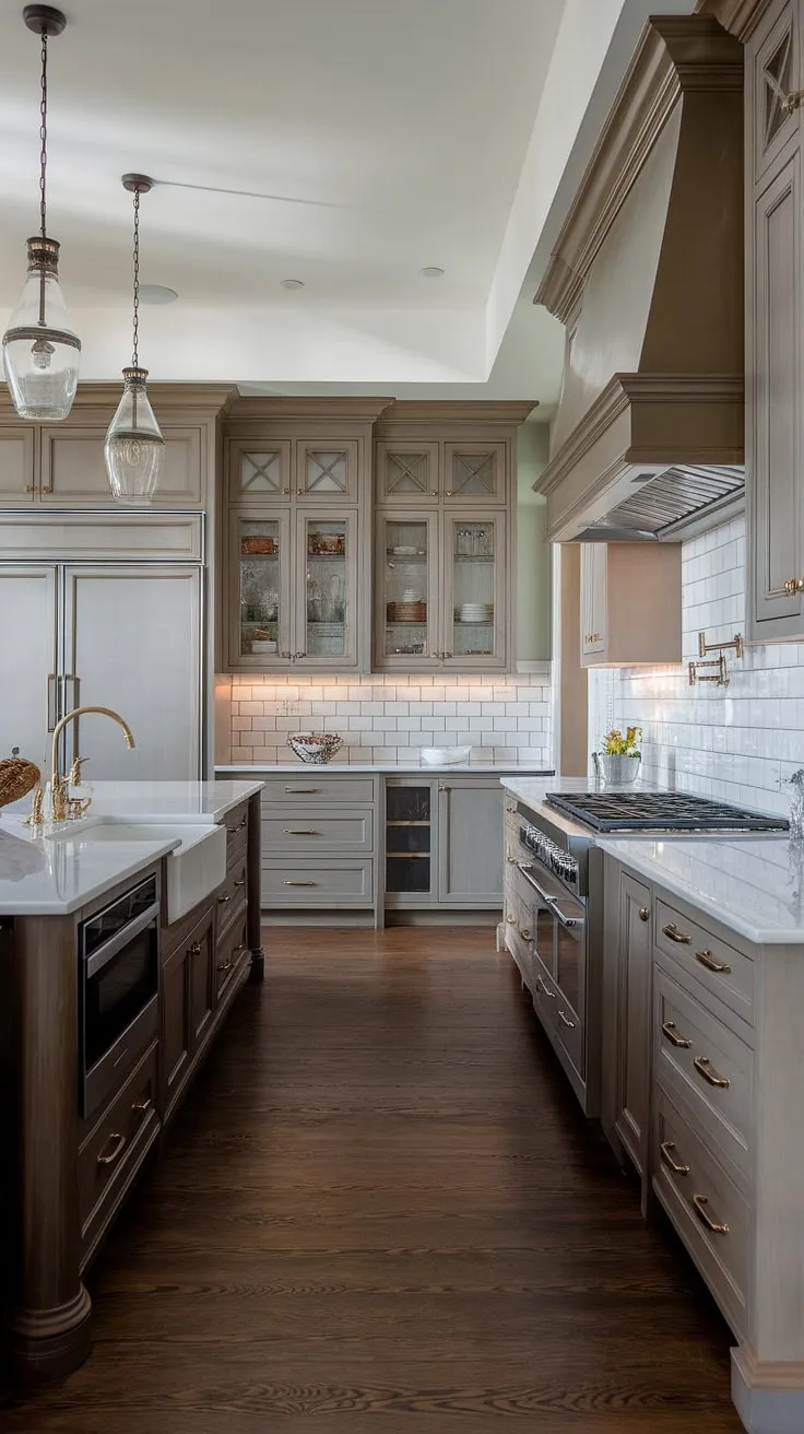 This elegant kitchen design showcases the epitome of modern luxury kitchen living.  The modern kitchen cabinetry design and contemporary features create a space of unparalleled sophistication within these luxury kitchens.