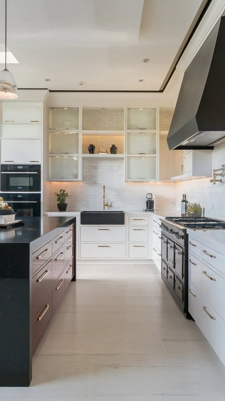 The epitome of modern luxury: this elegant kitchen design showcases the finest in contemporary cabinetry and interiors.  A space where luxury kitchens meet sophisticated style.