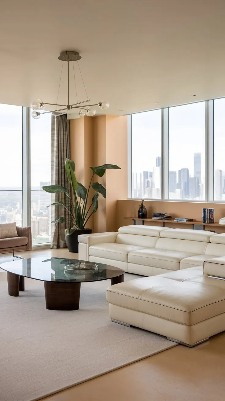 Indulge in the epitome of penthouse living. This luxury contemporary living room, showcasing the finest in luxury homes interior design, exemplifies the height of sophistication found in our luxury apartments and luxury house plans.