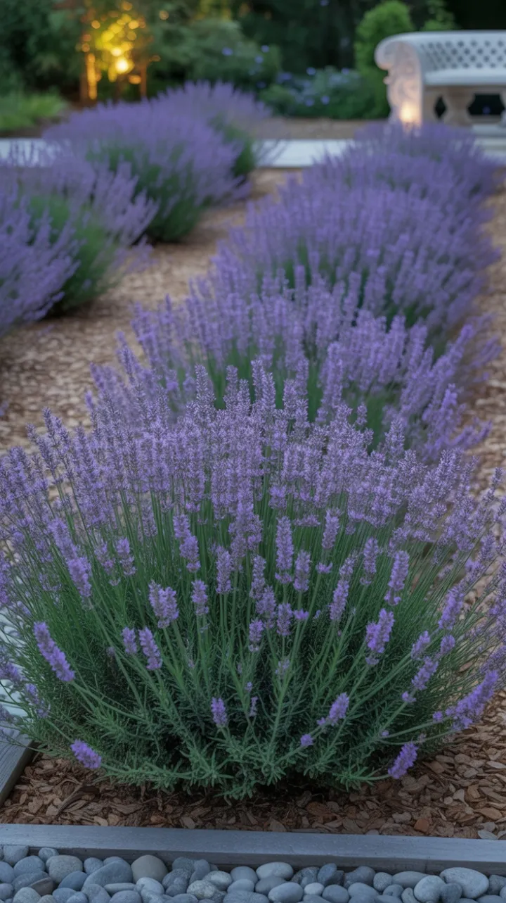 Sunlit Lavender Symphony in a Serene Luxury Garden