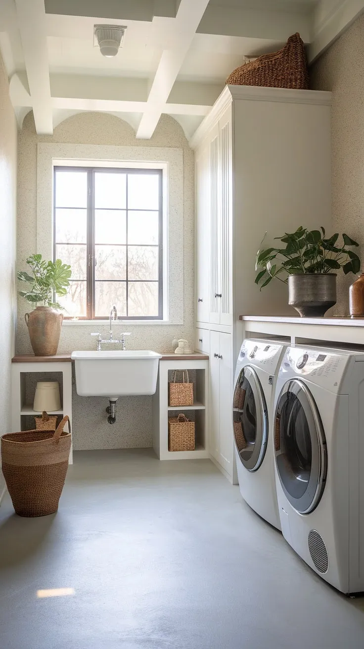 Achieve your dream laundry room with this stunning example of luxury laundry. This modern laundry room boasts a sophisticated design, seamlessly merging practicality with elegance.  From the light-filled space to the carefully chosen details, it's a masterclass in luxury laundry room ideas and a testament to the beauty of modern laundry rooms.  Consider this your inspiration for creating your own modern utility room.