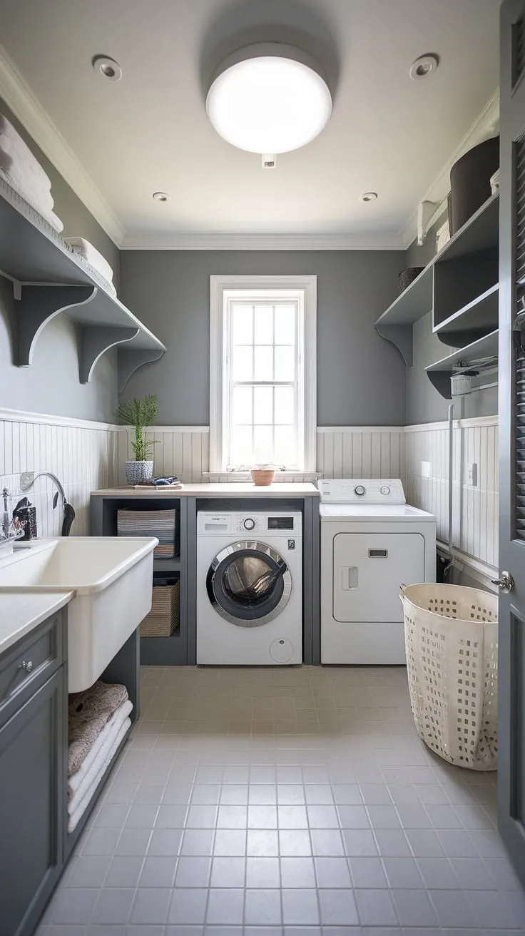 Transform your laundry routine with this modern utility room.  The sleek design and thoughtful layout showcase the best in luxury laundry room ideas.  This space proves that even a modern laundry room can be a haven of style and efficiency, embodying the ultimate laundry room aesthetic.  It's luxury laundry redefined.
