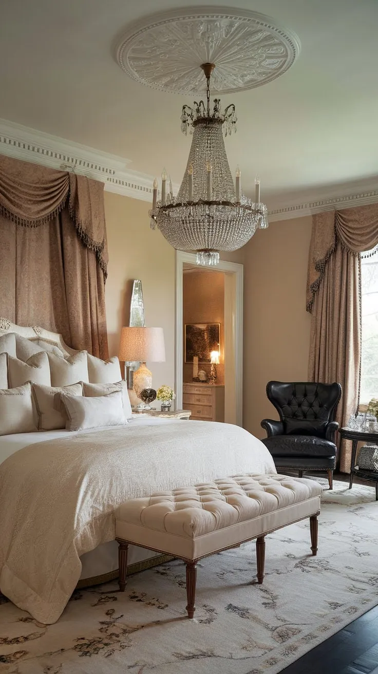 Exquisite opulence defines this mansion's lavish master bedroom
