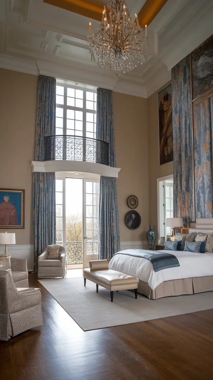 Elegant luxury defines this mansion's lavish master bedroom