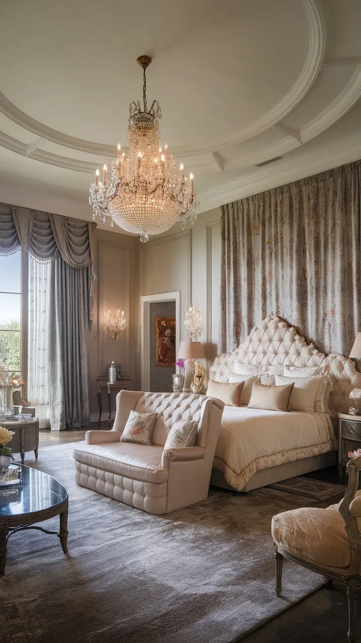 Opulence reigns in this palatial bedroom, a haven of exquisite comfort and refined elegance.