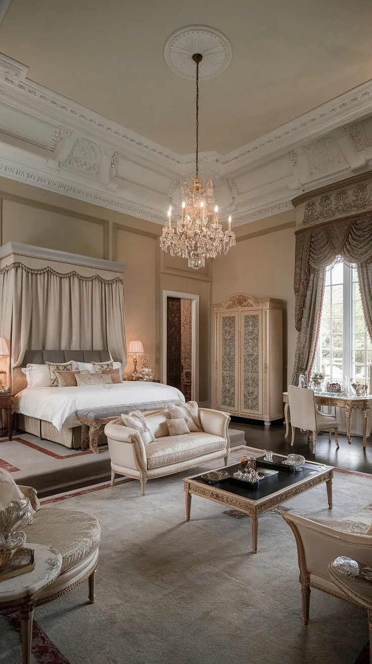 Opulence reigns in this palatial bedroom, a testament to exquisite taste and lavish comfort