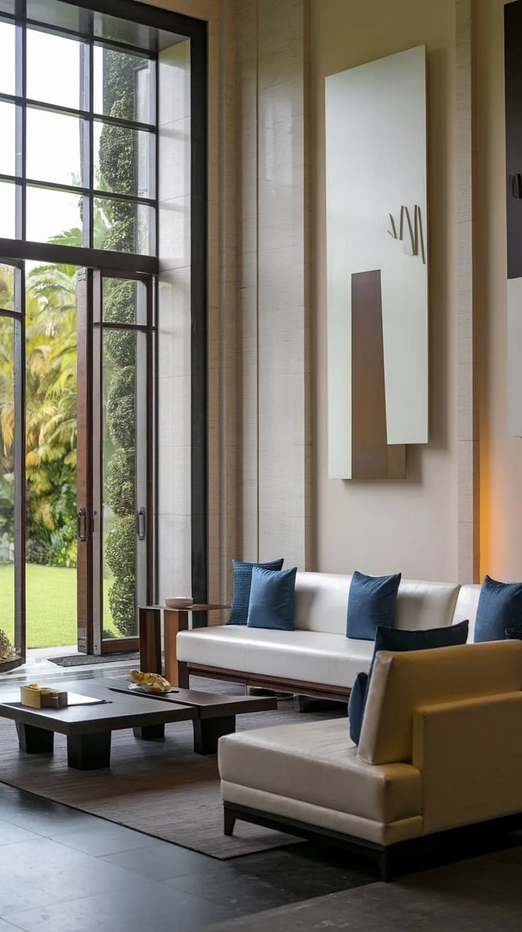 Luxury and nature intertwine in this mansion's breathtaking living room.