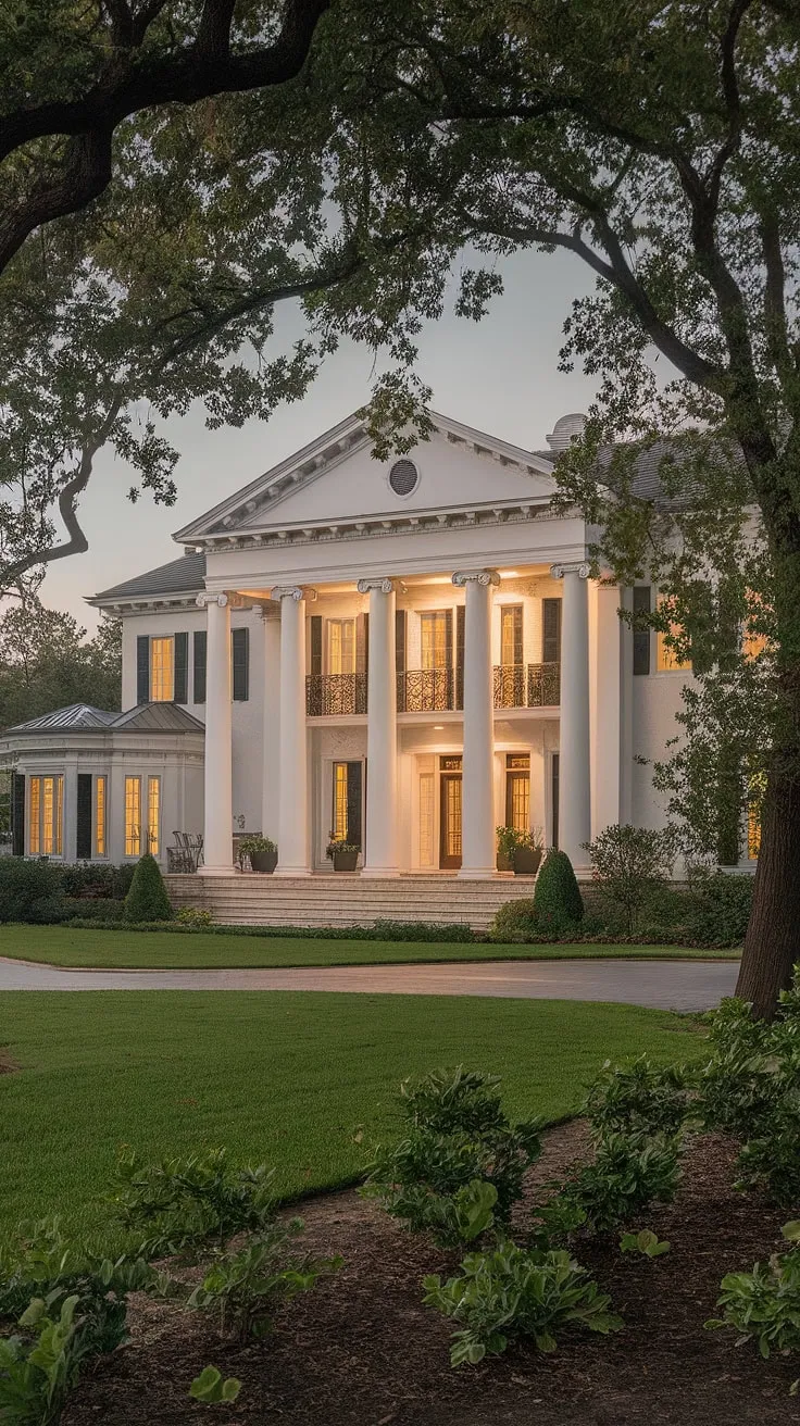 A lavish mansion's bright entryway showcases its opulent design