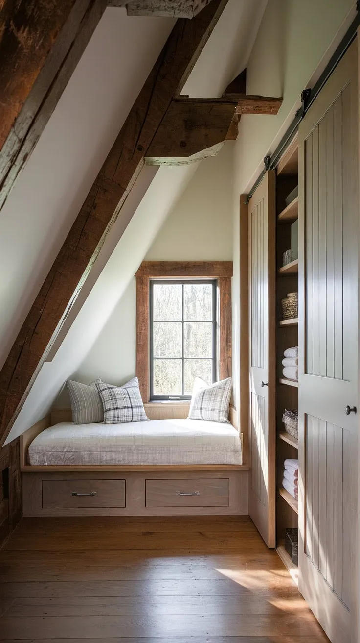 Cozy up in this dreamy master bedroom nook, complete with a built-in bed and ample storage in the built-in bedroom closet. The perfect blend of rustic charm and modern convenience.