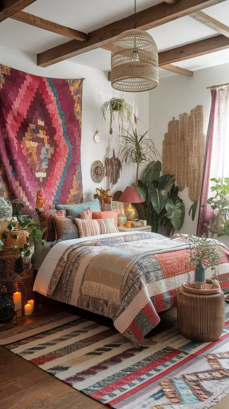 Layers of color, texture, and collected treasures create a haven of bohemian bliss. This maximalist bedroom is a testament to the beauty of embracing eclectic style, where every detail tells a story. A vibrant tapestry, a vintage lamp casting a warm glow, and the comforting weight of a handcrafted quilt all contribute to a space that feels uniquely personal and utterly enchanting. A sanctuary for the soul, brimming with life and character.