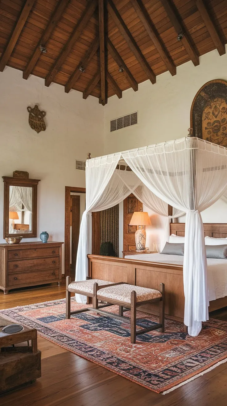 Wake up to the sun-drenched beauty of this Spanish villa. The handcrafted wooden furniture, high ceilings, and intricate details create a truly luxurious and tranquil escape. A perfect blend of rustic charm and modern comfort awaits.