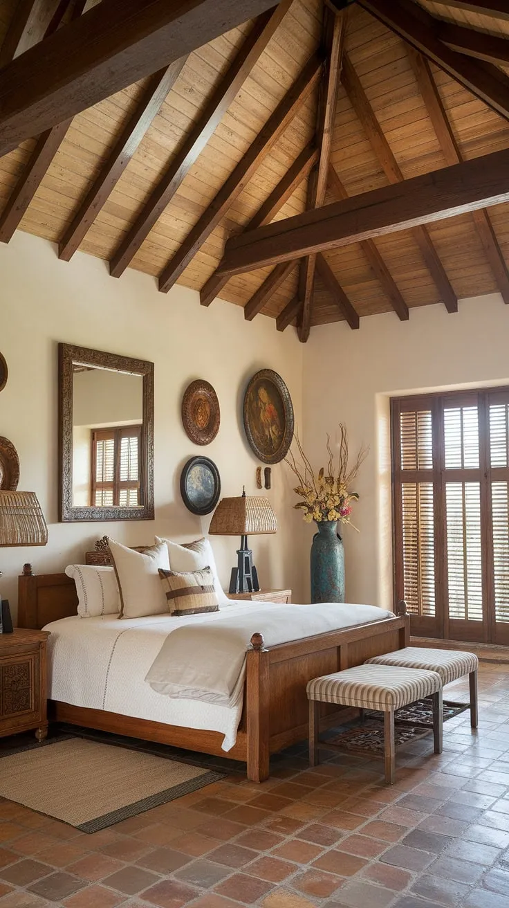 Wake up to the sun-drenched warmth of this Mediterranean haven. The rustic wooden beams, terracotta floors, and handcrafted details create a sanctuary of calm and effortless style. A perfect blend of old-world charm and modern comfort.