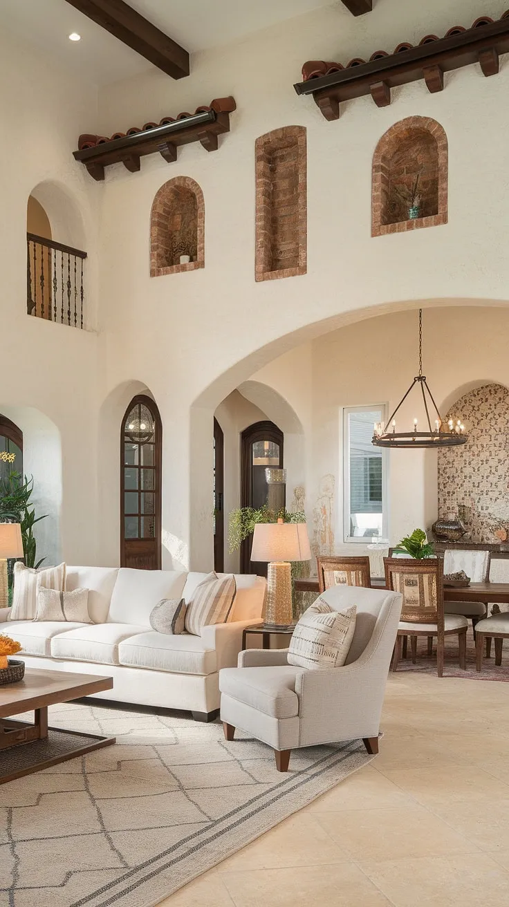 Elegant Mediterranean-style architecture blends light interiors and flowing living spaces for a sophisticated home