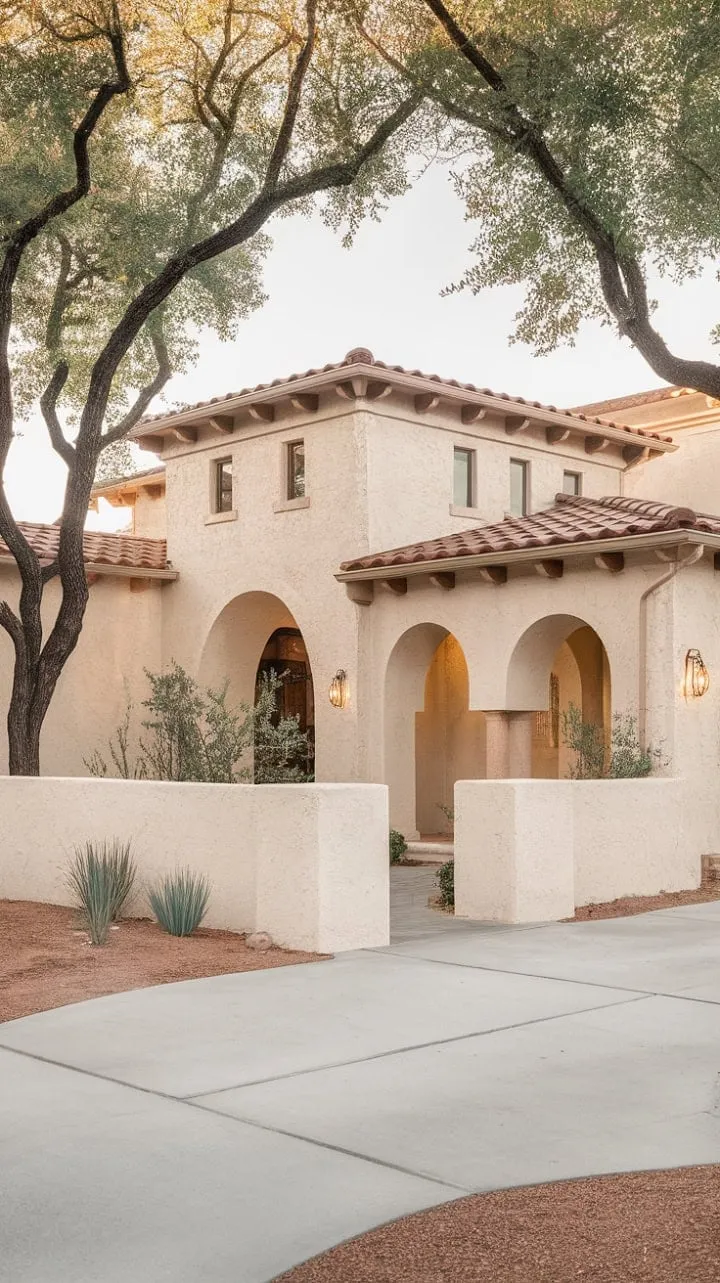This enchanting home harmoniously fuses Mediterranean elegance with ranch-style warmth, inviting a serene lifestyle steeped in comfort and beauty.
