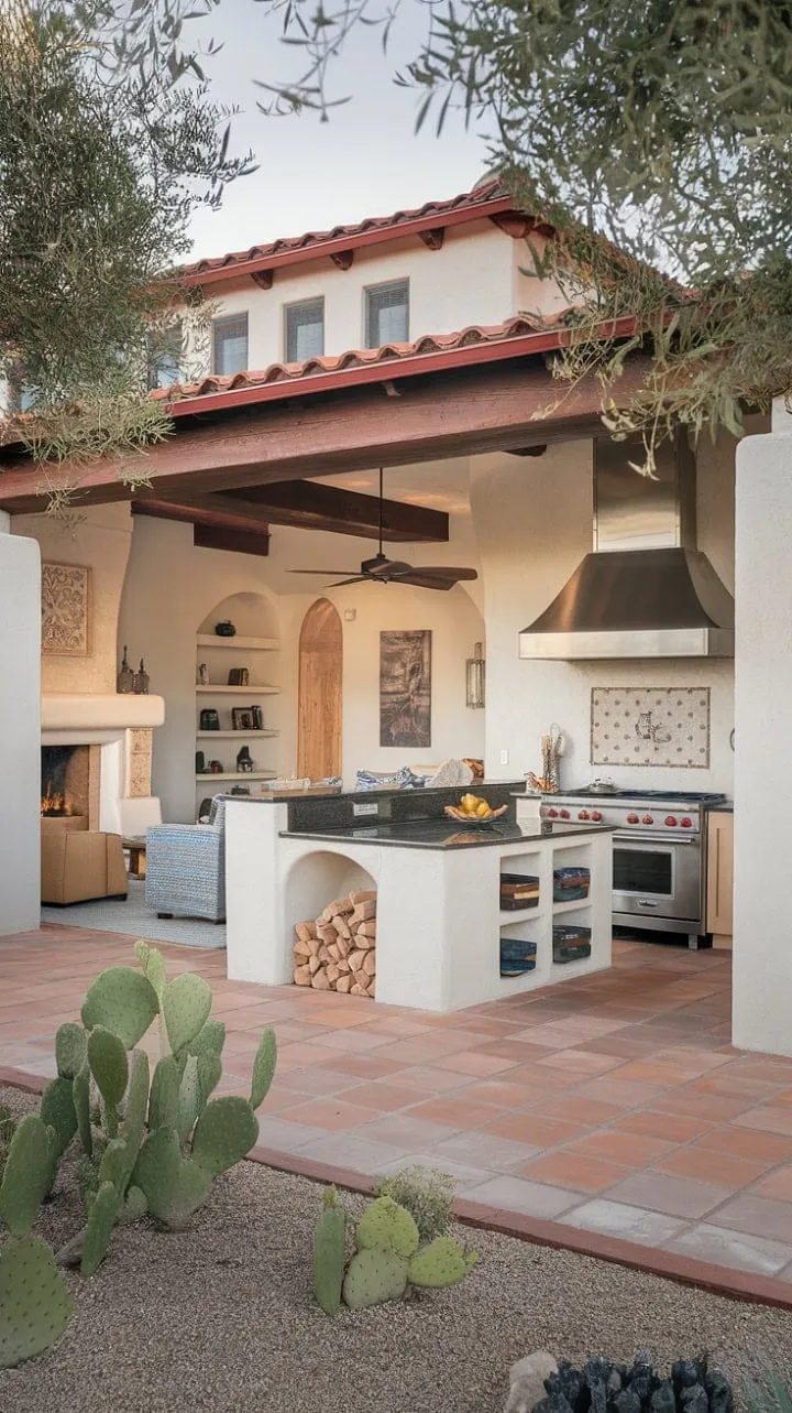 Bathed in sunlight, this Mediterranean-ranch home harmoniously blends rustic charm with modern convenience, creating a serene retreat that invites comfort and style.