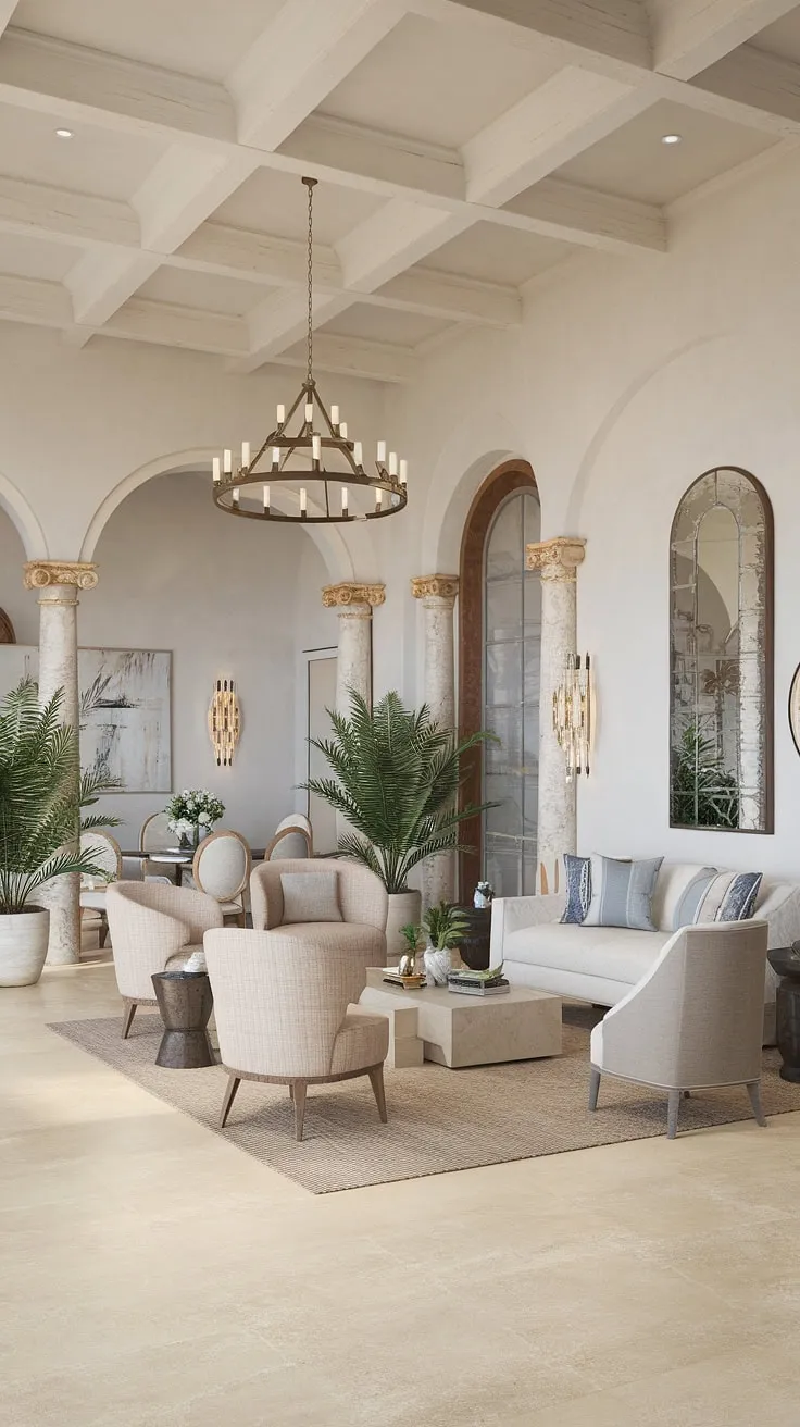 Elegant Italian architecture and classic Mediterranean décor create a sun-drenched interior haven.